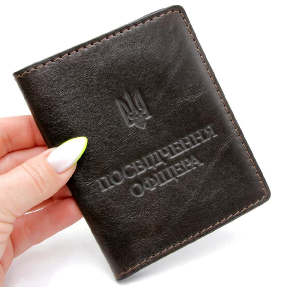 Кожаная обложка Удостоверение офицера Grande Pelle 259620 коричневая — 2