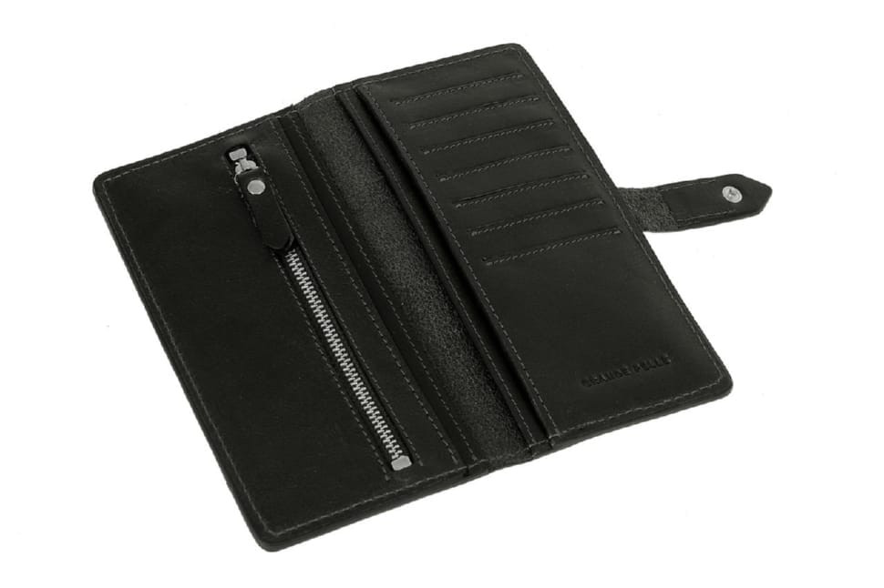 Длинное портмоне Grande Pelle 524610 глянцевая шкіра чорний — 4
