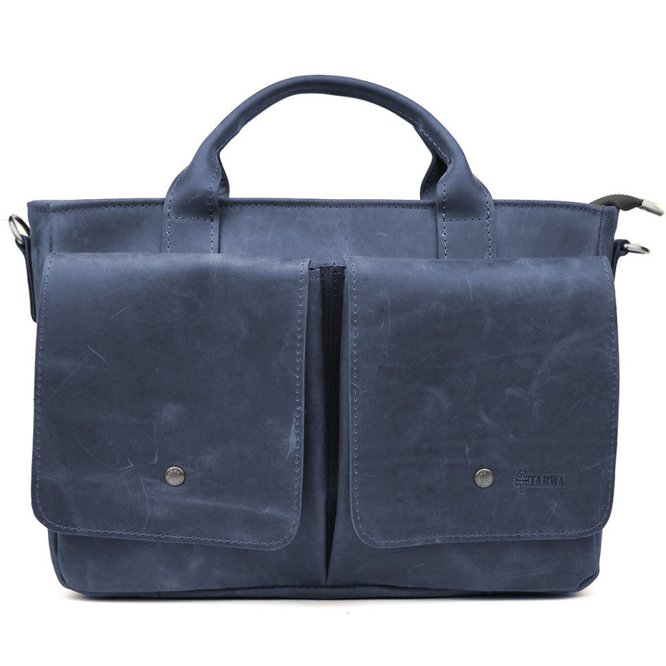 Сумка-портфель чоловіча на плечо с ручками TARWA Cиний RК-3990-3md — 4