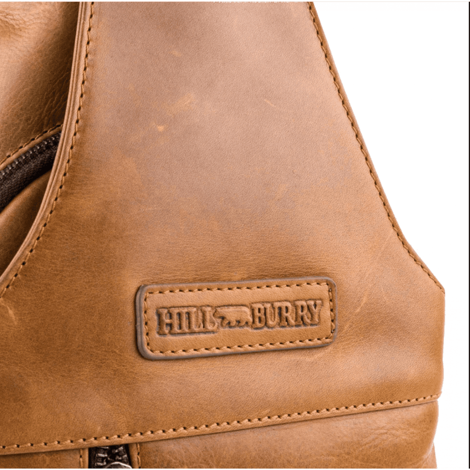 Сумка-слинг чоловіча шкіряна Hill Burry HB6101 Коньяк — 4