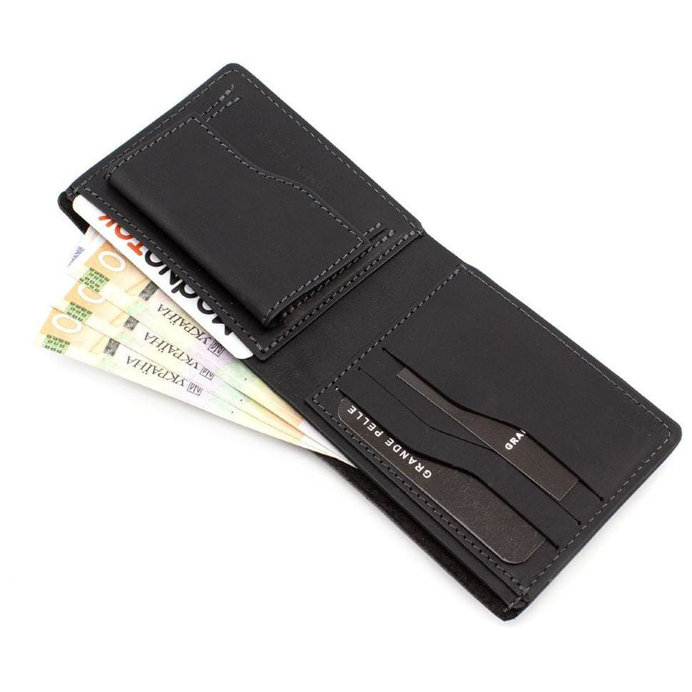 Шкіряне портмоне Grande Pelle 506110 чоловіче двойного сложения (бифолд) — 4