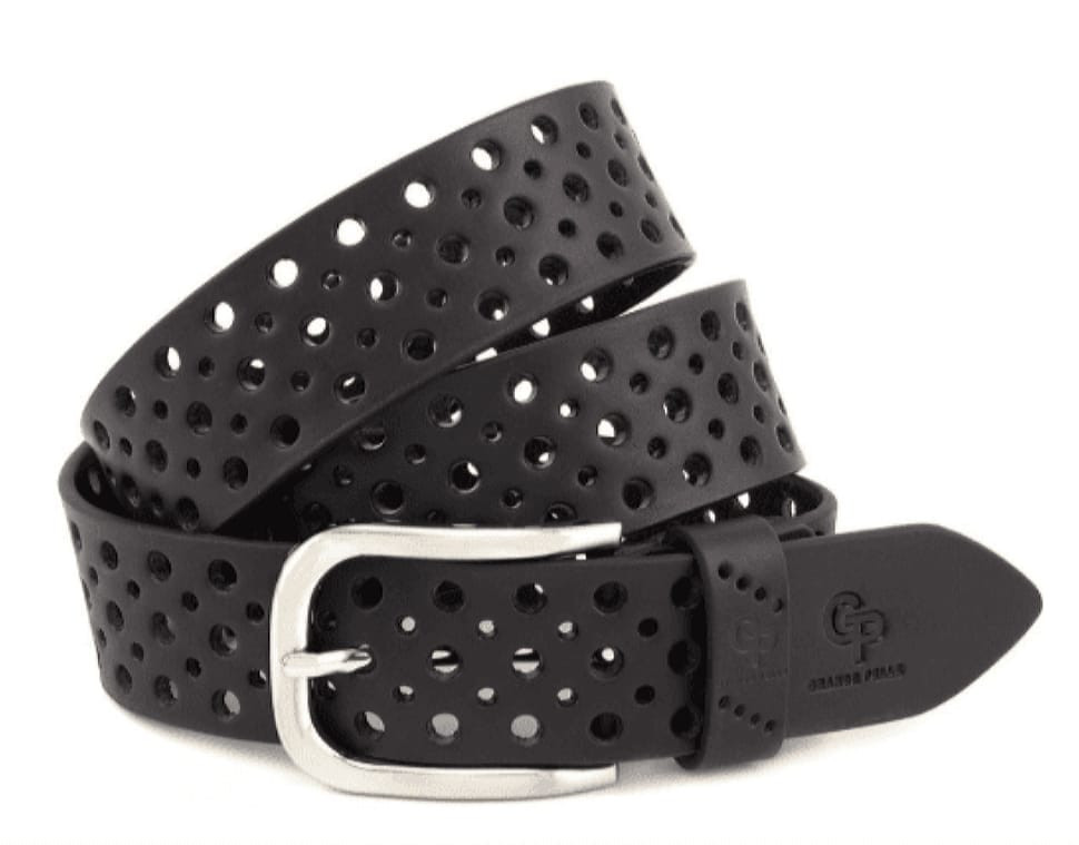Шкіряний ремінь Casual, чорний перфорация Grande Pelle 430011208 — 3