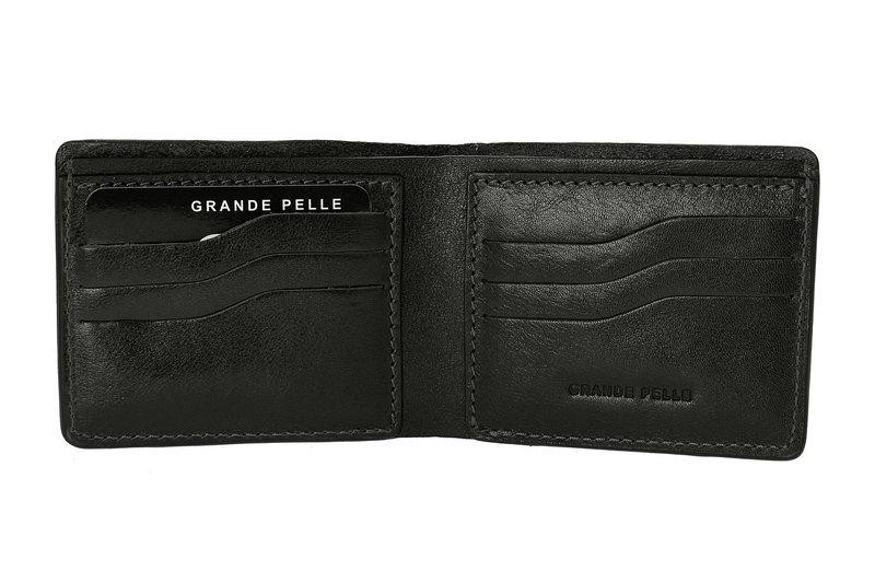 Портмоне Grande Pelle Onda 507610 глянцевая шкіра чорний — 2