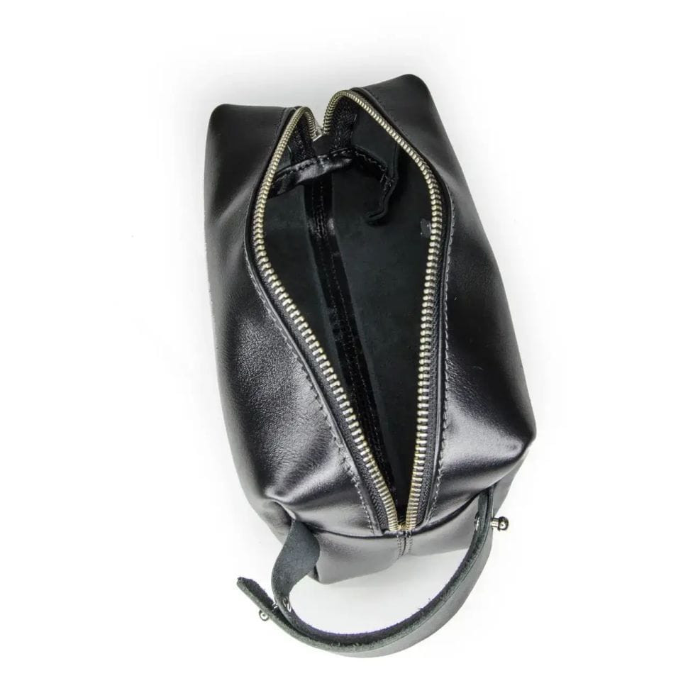 Чоловіча косметичка несессер шкіряна Grande Pelle 802610 чорна наппа — 3