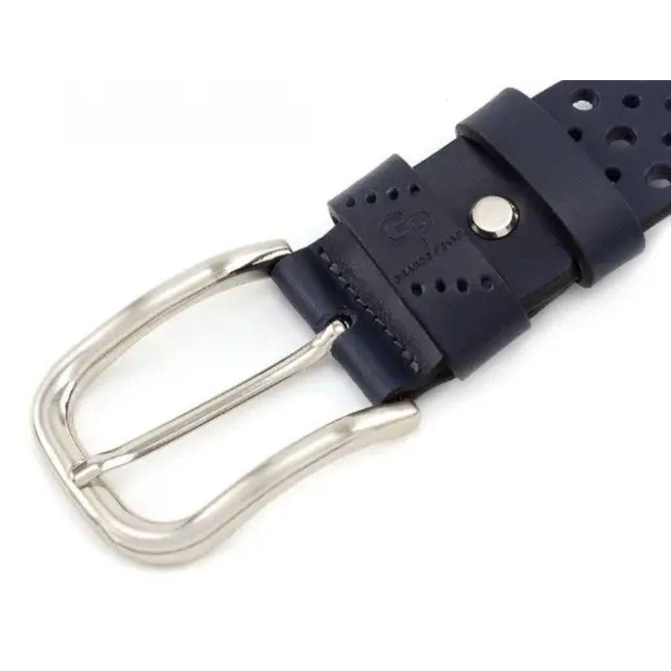 Шкіряний ремінь Casual, синій перфорация Grande Pelle 431012308 — 2