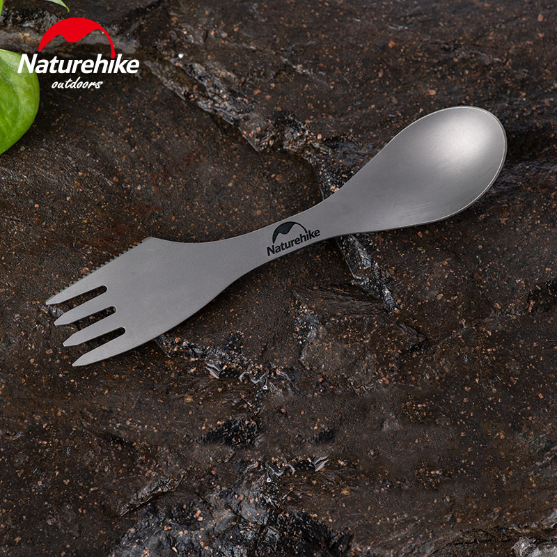 Ложка-виделка-ніж Naturehike Titanium NH19T012, титан — 4