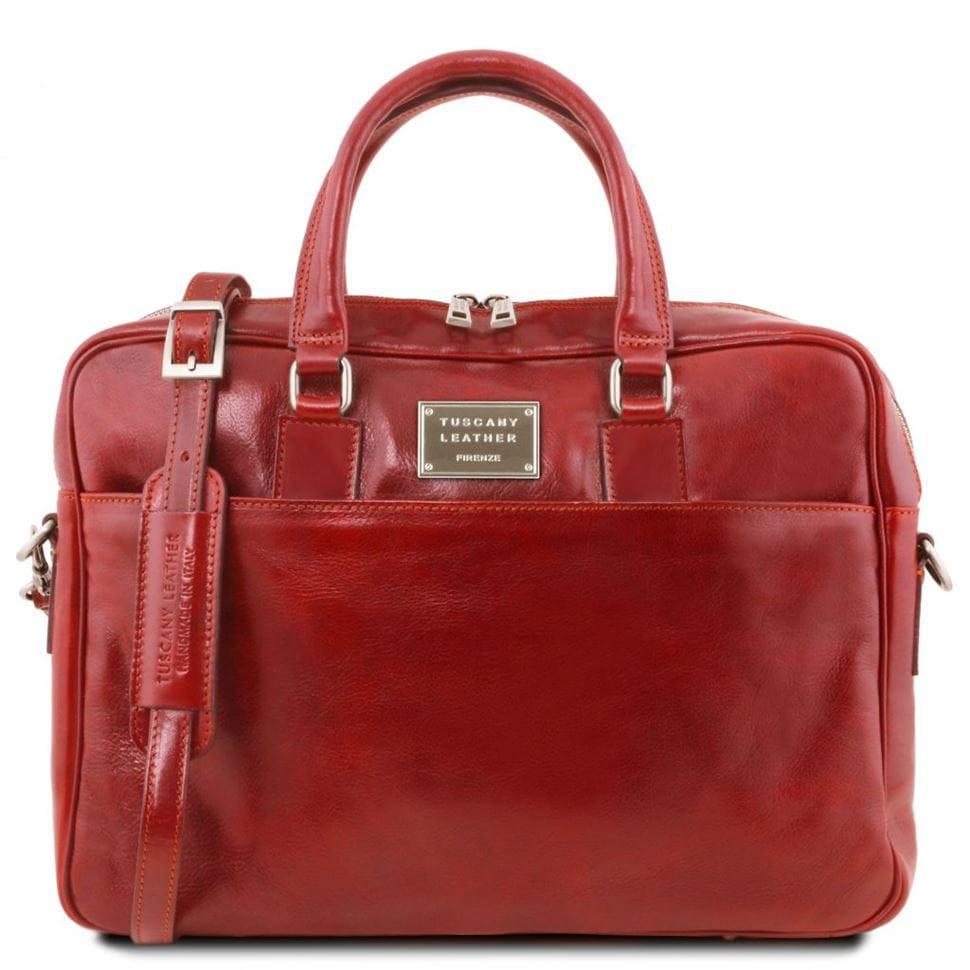 Шкіряний портфель для ноутбука з передньою кишенею Tuscany Leather Urbino TL141241 (червоний)