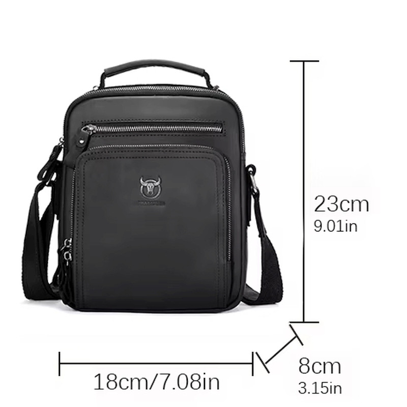 Шкіряна сумка чоловіча через плече Bull TB1063A чорна — 2