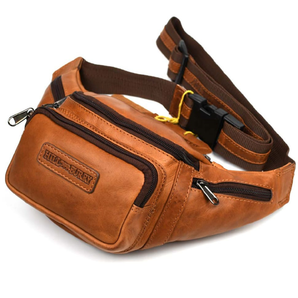 Поясна сумка чоловіча зі шкіри Hill Burry HB3044B коньячна — 3
