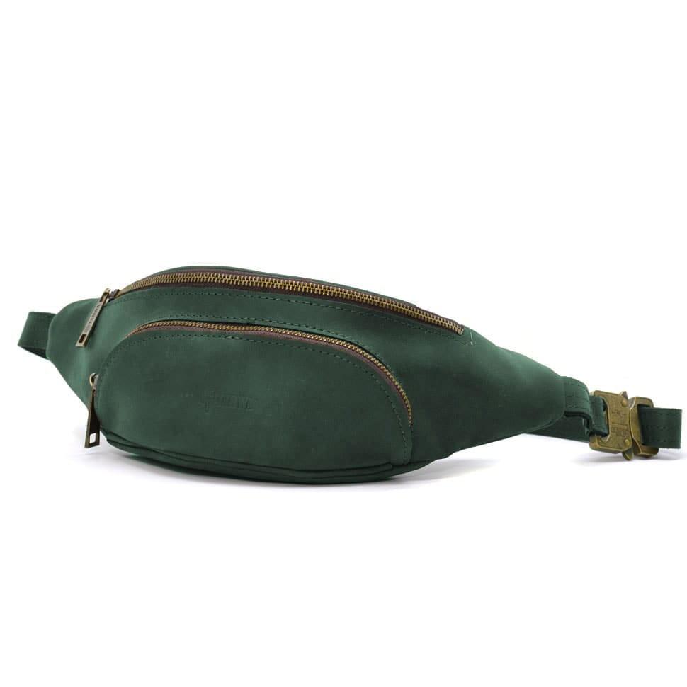Поясная сумка бананка кожаная зеленая RE-30351-3md TARWA — 4