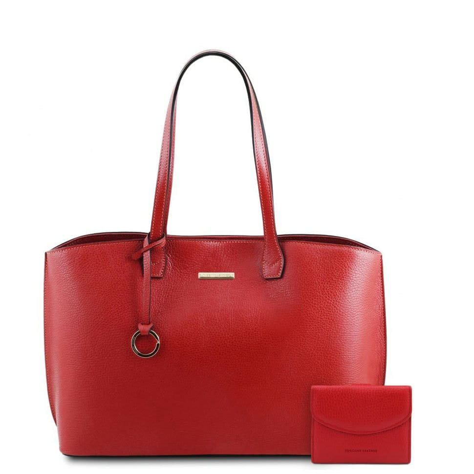 Набор жіноча сумка шоппер и гаманець Tuscany Pantelleria TL142157 (Lipstick Red)