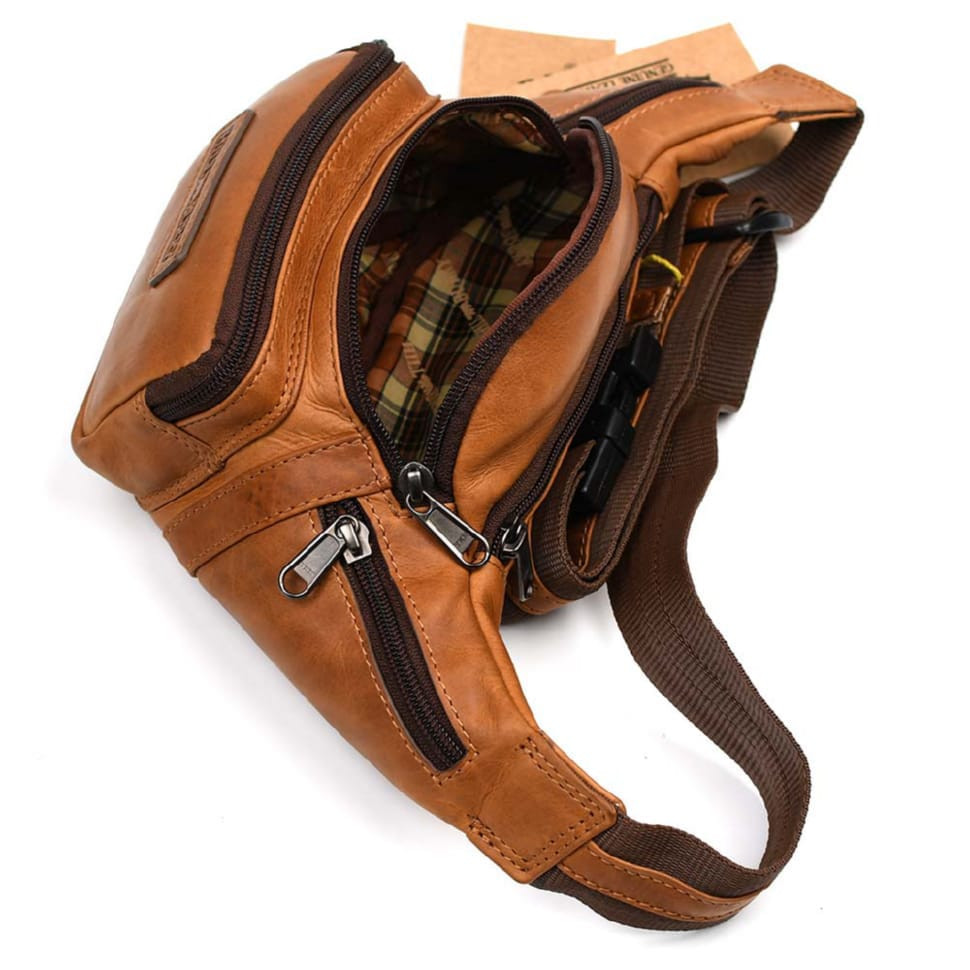 Поясна сумка чоловіча зі шкіри Hill Burry HB3044B коньячна — 2