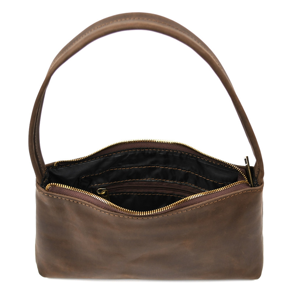 Шкіряна жіноча сумка хобо TARWA RC-hobo-4lx коричневий крейзи — 4