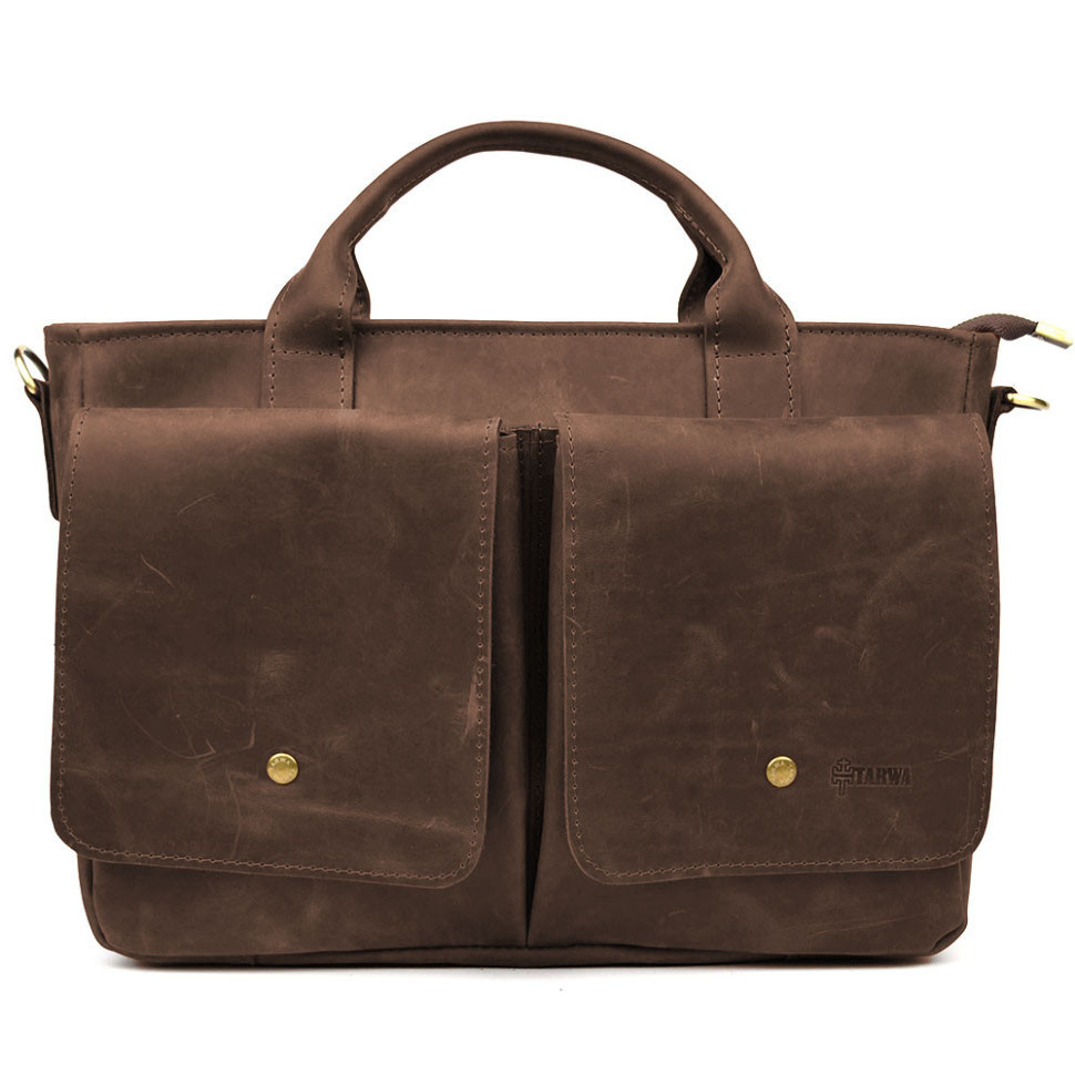 Сумка-портфель чоловіча на плечо с ручками TARWA коричневий RC-3990-3md — 4