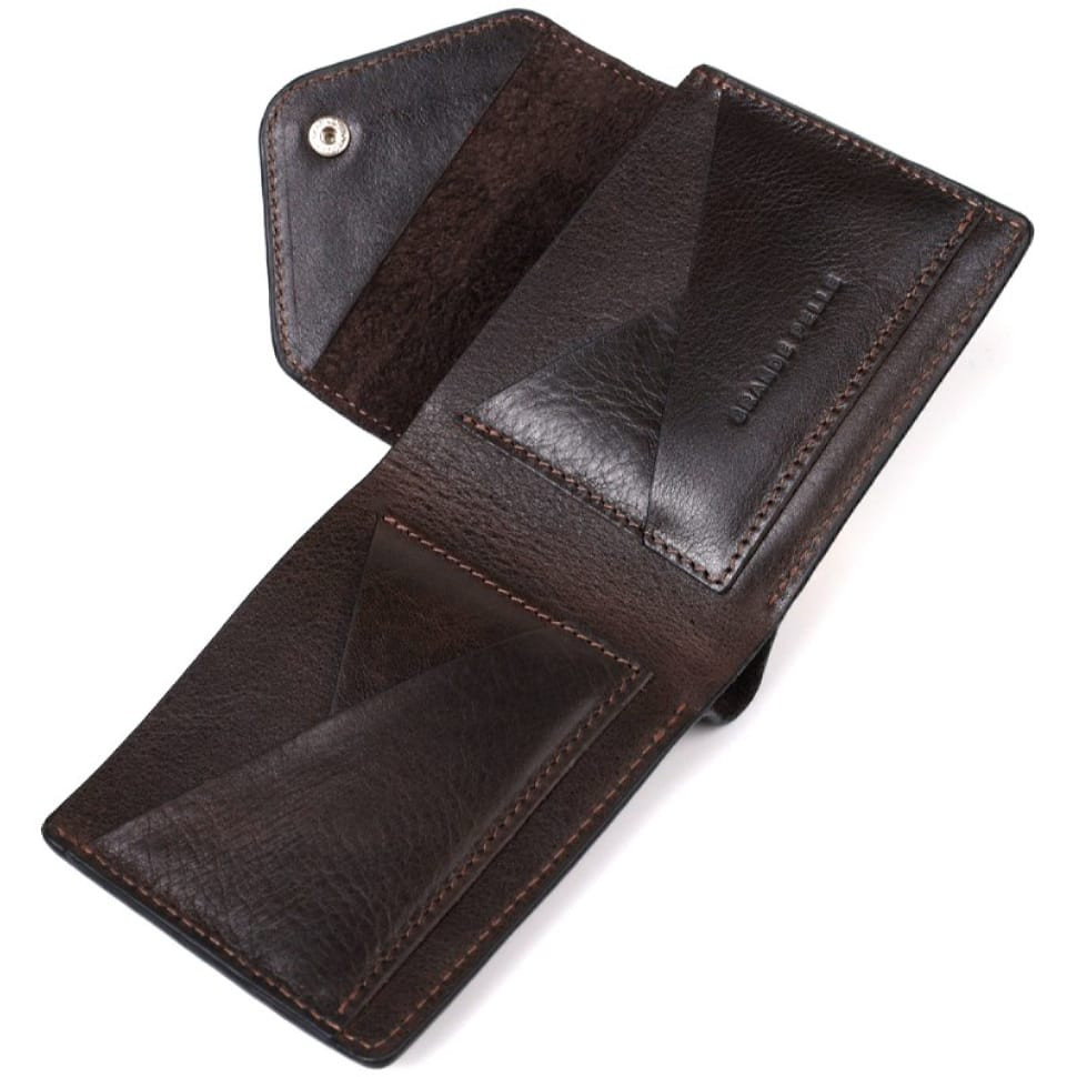 Чоловіче шкіряне портмоне коричневе Grande Pelle 545620 — 2