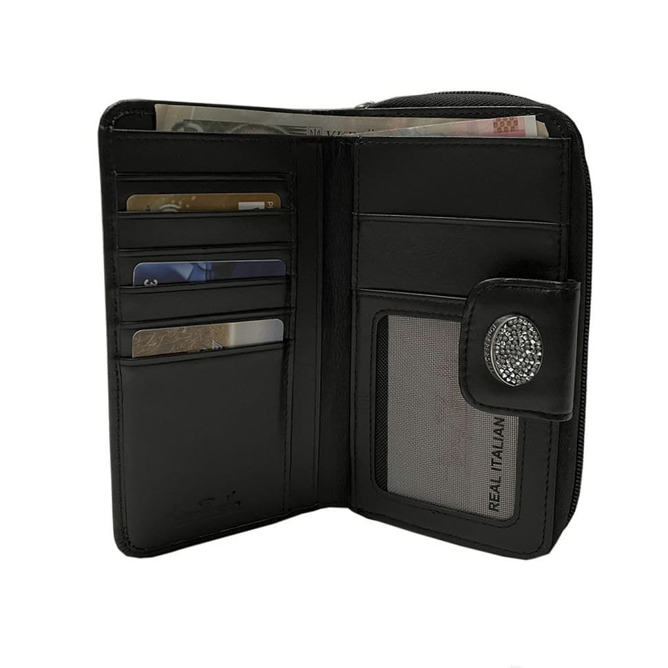 Портмоне шкіряне Swarovski 1655A nero чорний — 2