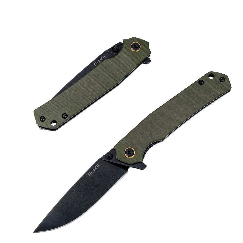 Ніж складаний туристичний Ruike P801-G, (8.6 см) 14C28N / G10 оливковий — 2