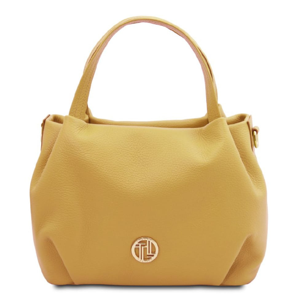Жіноча шкіряна мягкая італійська сумка Nora Tuscany TL142372 (Pastel yellow)