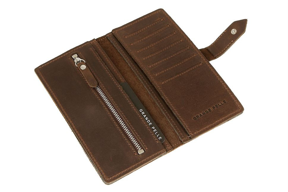 Портмоне чоловіче длинное Grande Pelle 523120 у кольорі шоколад — 2