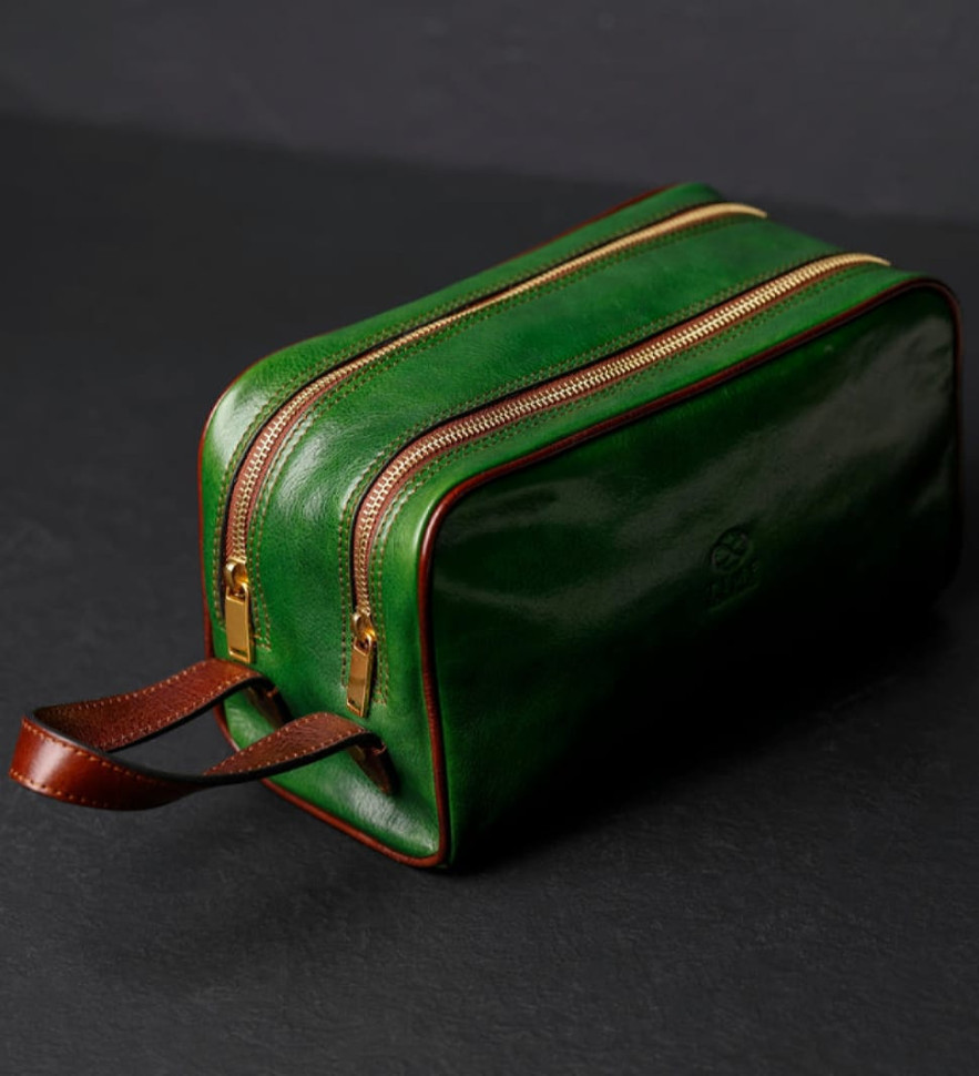 Жіноча шкіряна косметичка Dopp Kit - All the Kings Men - зелений колір - Time Resistance 5232101W — 3