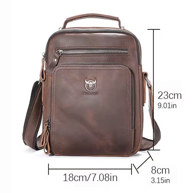 Шкіряна сумка чоловіча через плече Bull TB1063C коричнева — 3