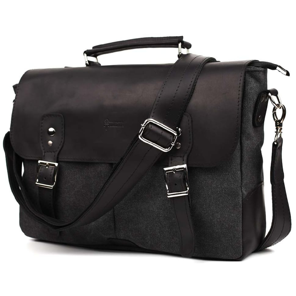 Чоловіча сумка портфель из канвас и кінської шкіри TARWA RAG-3960-3md — 3