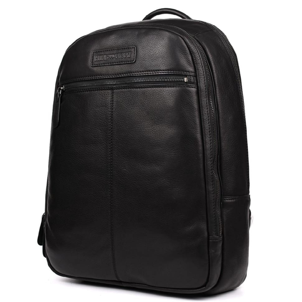 Великий шкіряний рюкзак HILL BURRY HB4006A чорний — 3