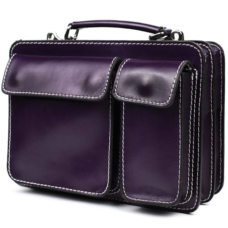 Жіночий шкіряний портфель Firenze FR7007P сливовий — 3