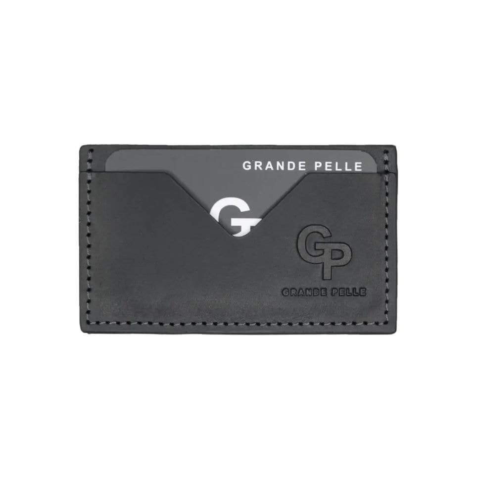 Кардхолдер Grande Pelle 300110 чорна шкіра крейзі хорс — 4