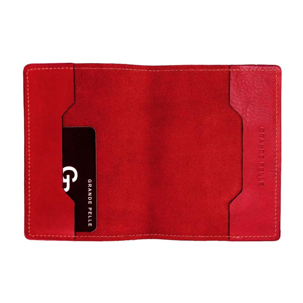 Шкіряна обкладинка на паспорт Grande Pelle 252660 червона — 2