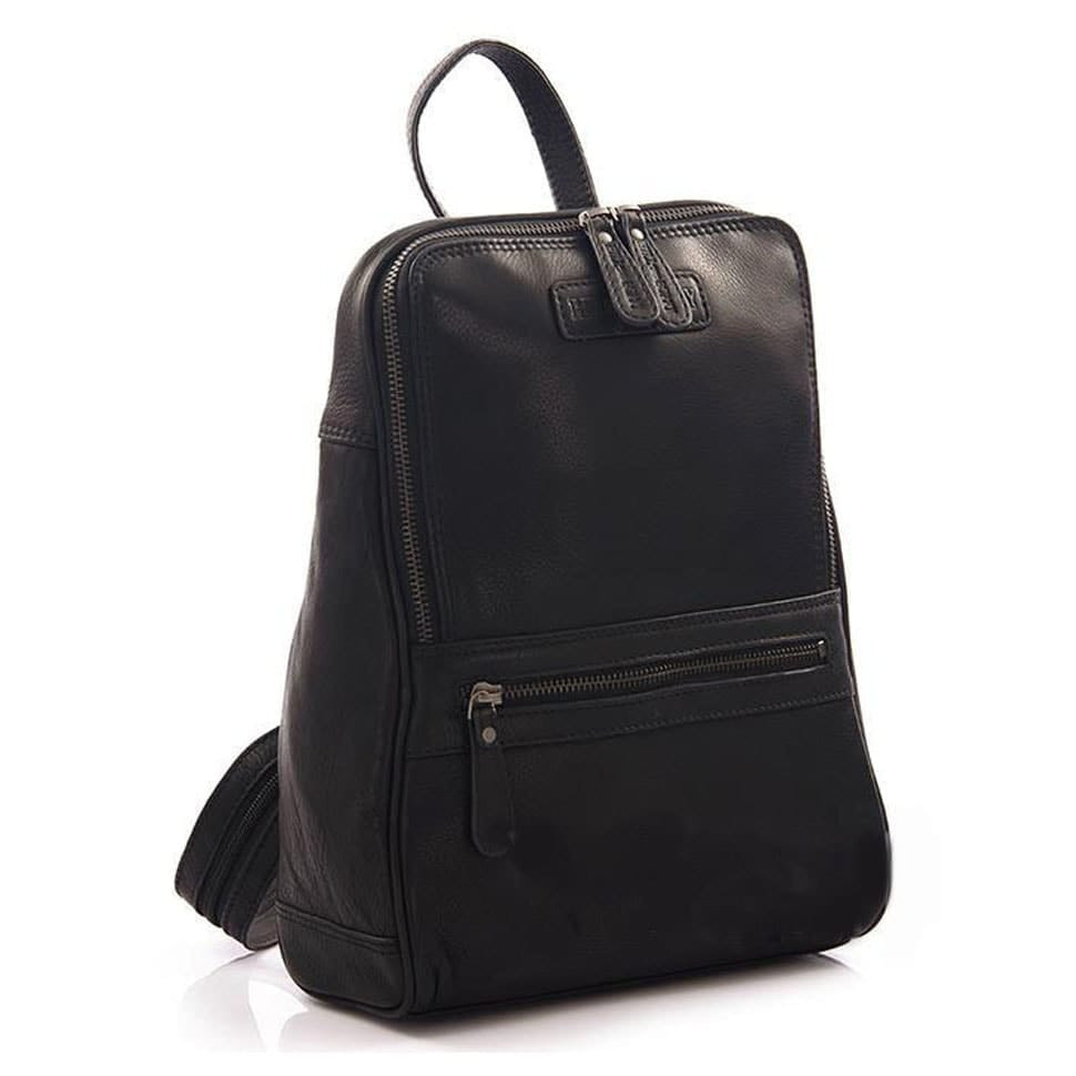 Рюкзак шкіряний чорного кольору HILL BURRY HB2399A