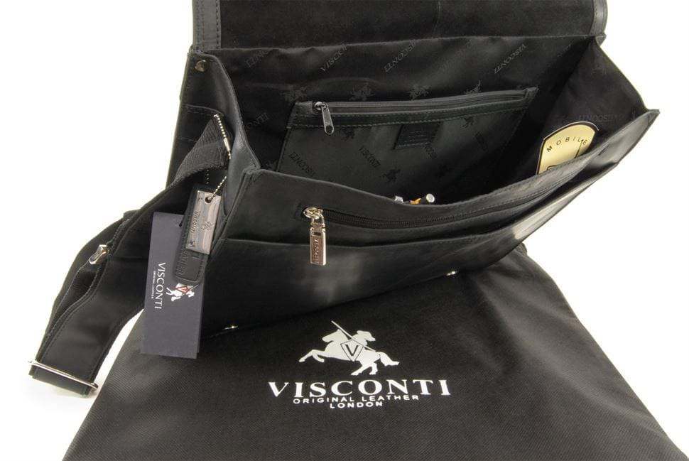 Велика сумка через плече для ноутбука 15-16 дюймов Visconti Harvard 16054 oil black — 4