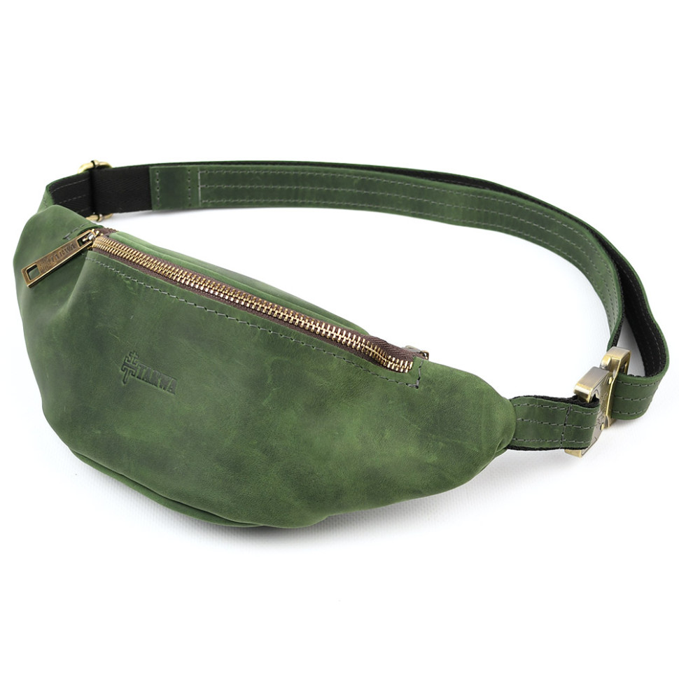 Зеленая сумка бананка из лошадиной кожи TARWA RE-3034-3md — 3