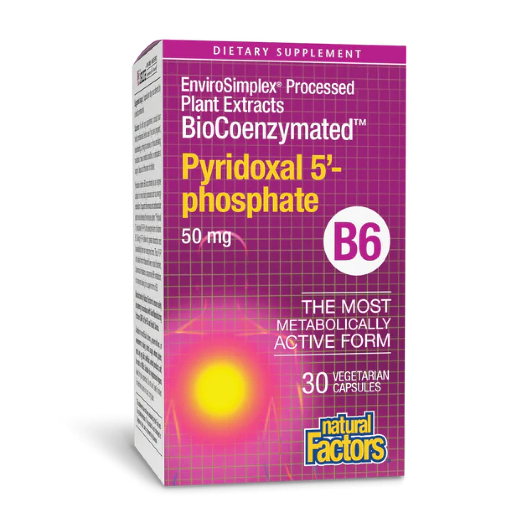 BioCoenzymated Піридоксаль-5-фосфат (активний B6) 50 мг, 30 вегетаріанських капсул, Natural Factors