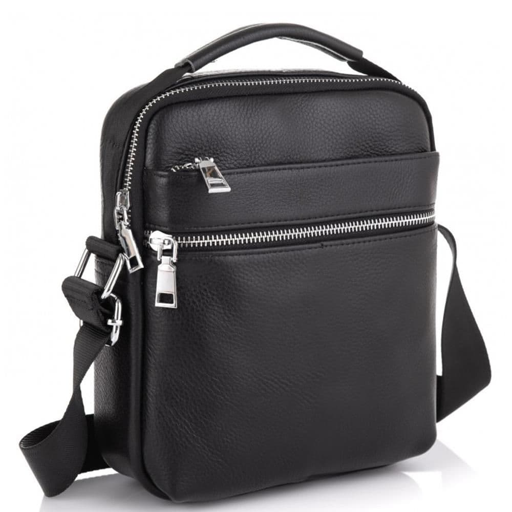 Чоловіча чорна шкіряна сумка через плече Tiding Bag NM23-6013A — фото 1