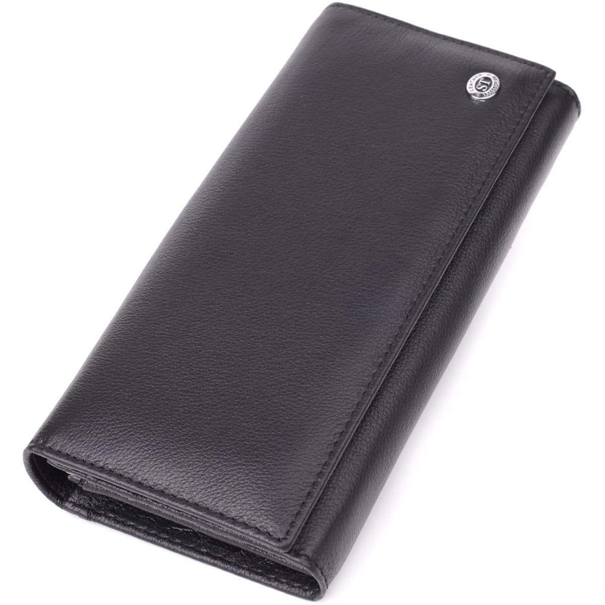 Солідний жіночий гаманець із натуральної шкіри ST Leather 23088 Чорний