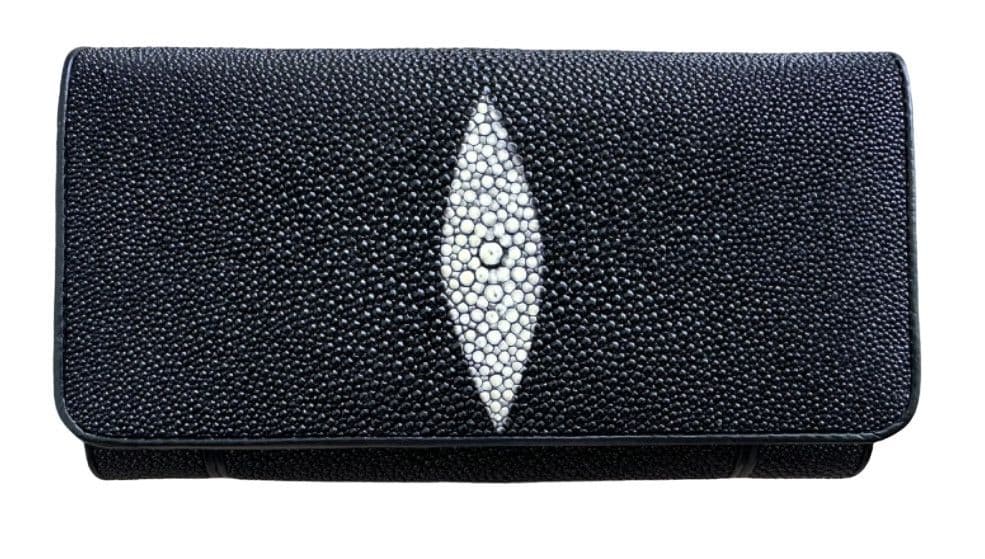 Гаманець зі шкіри ската Exotic Leather Чорний (stw 15)