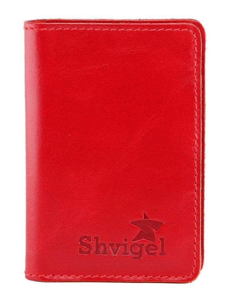 Шкіряна яскрава візитниця Shvigel 00116 червона