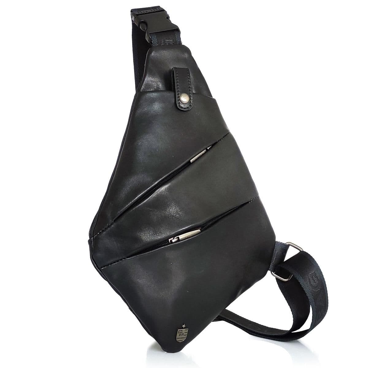 Слінг із натуральної шкіри чорний Royal Bag RB-S-N2-3333A — фото 1