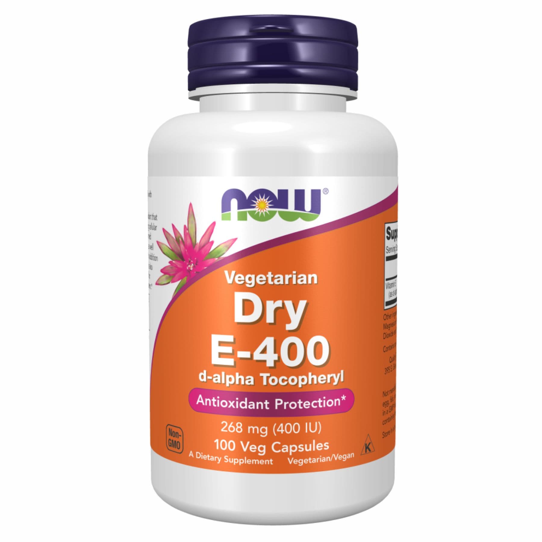 Вітамін E 400 МО суха форма (DRY E-400), 100 вег. капсул, Now Foods