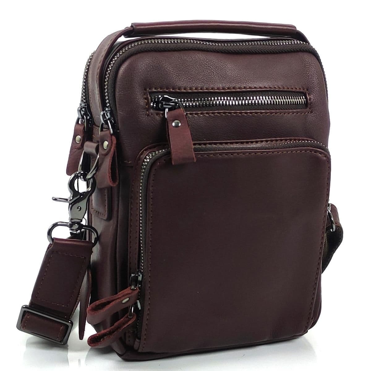 Чоловіча барсетка Tiding Bag S-JMD10-5005C із натуральної шкіри коричневого кольору. — фото 1