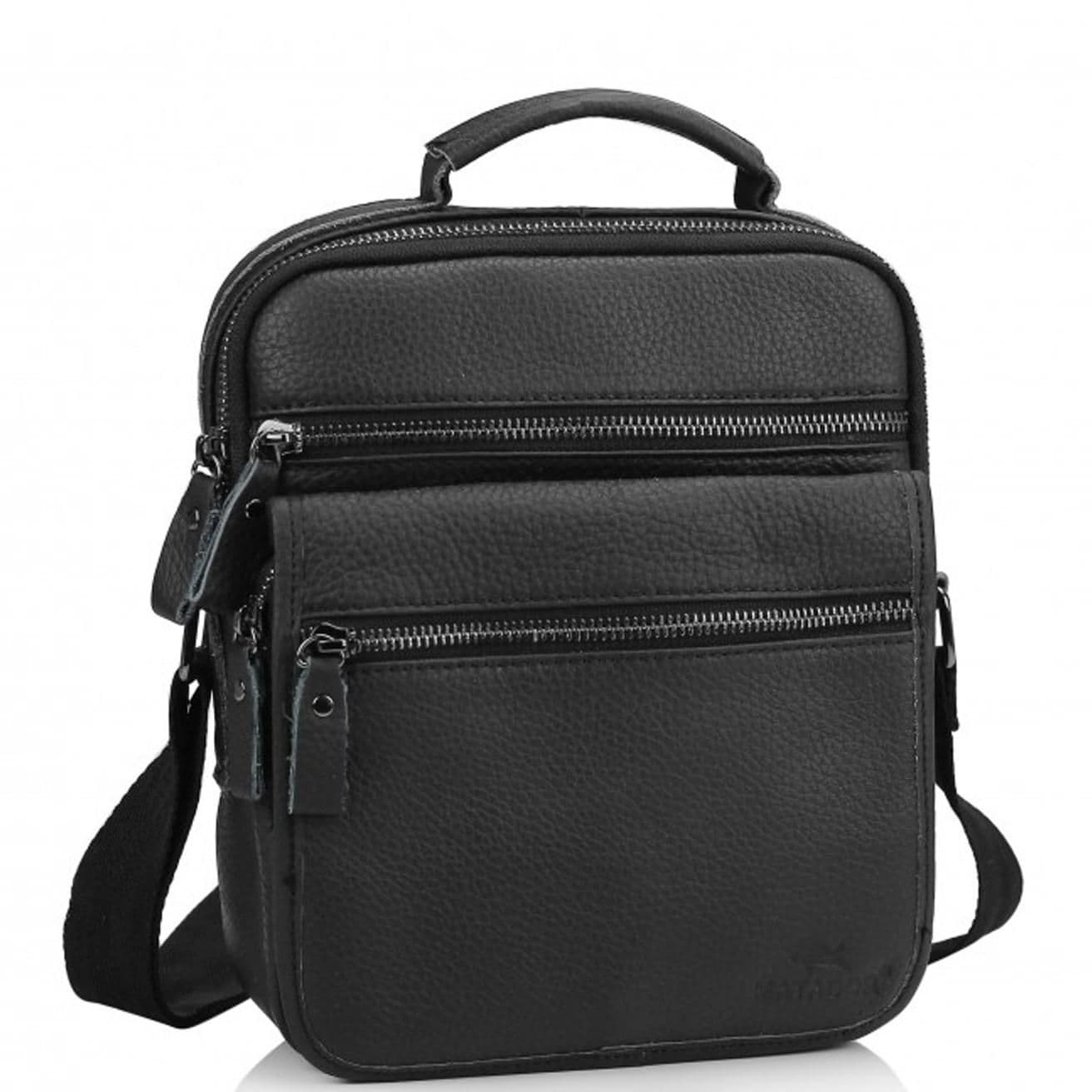 Чоловіча шкіряна сумка-барсетка на плече чорна Tiding Bag M35-8852A — фото 1