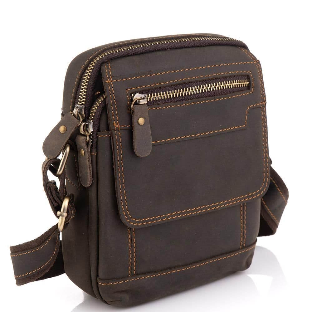 Чоловіча шкіряна сумка коричнева Tiding Bag t2101 — фото 1