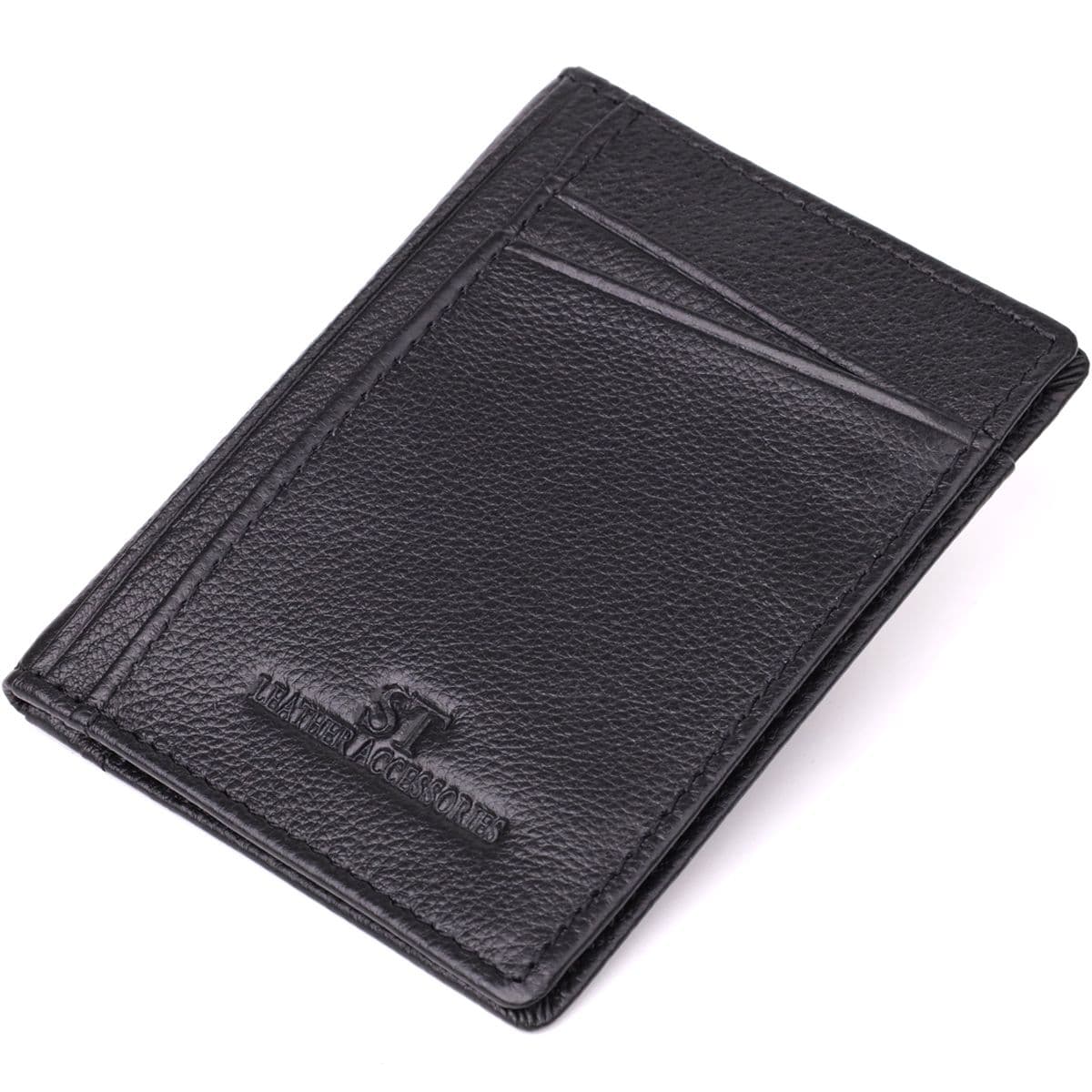 Чоловічий гаманець для карток із натуральної шкіри ST Leather 23091 Чорний