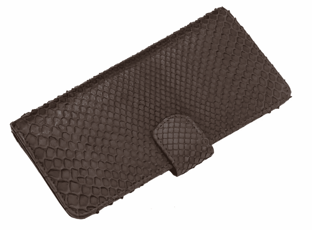 Вертикальне портмоне з пітонової шкіри Exotic Leather Коричневий (snw 24)