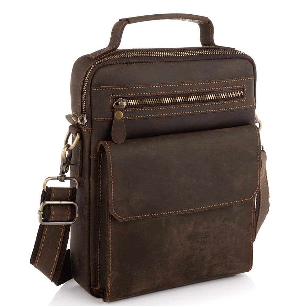 Чоловіча сумка через плече з натуральної шкіри з ручкою Tiding Bag t0038C