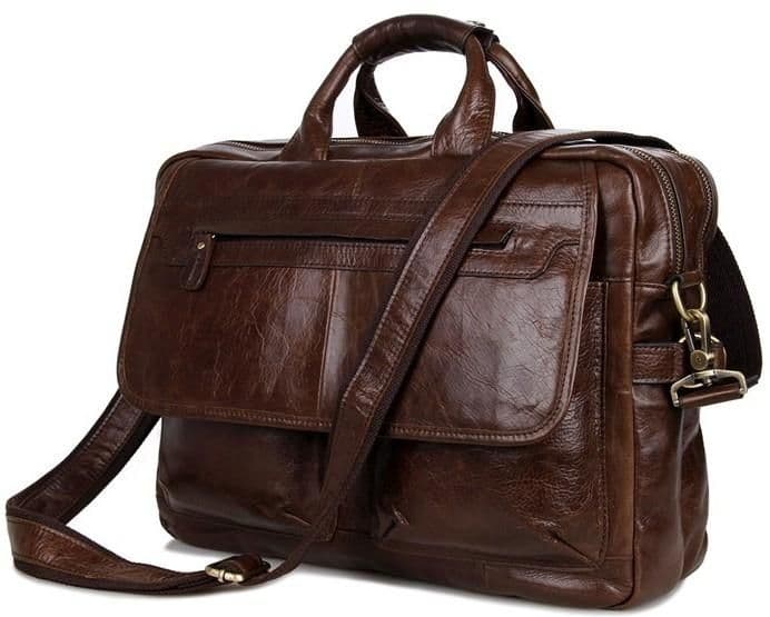 Містка чоловіча шкіряна сумка під ноутбук Tiding Bag 7085C