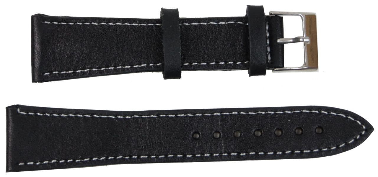 Шкіряний ремінець для годинника під крокодила Mykhail Ikhtyar Ш22 мм S699-22S чорний