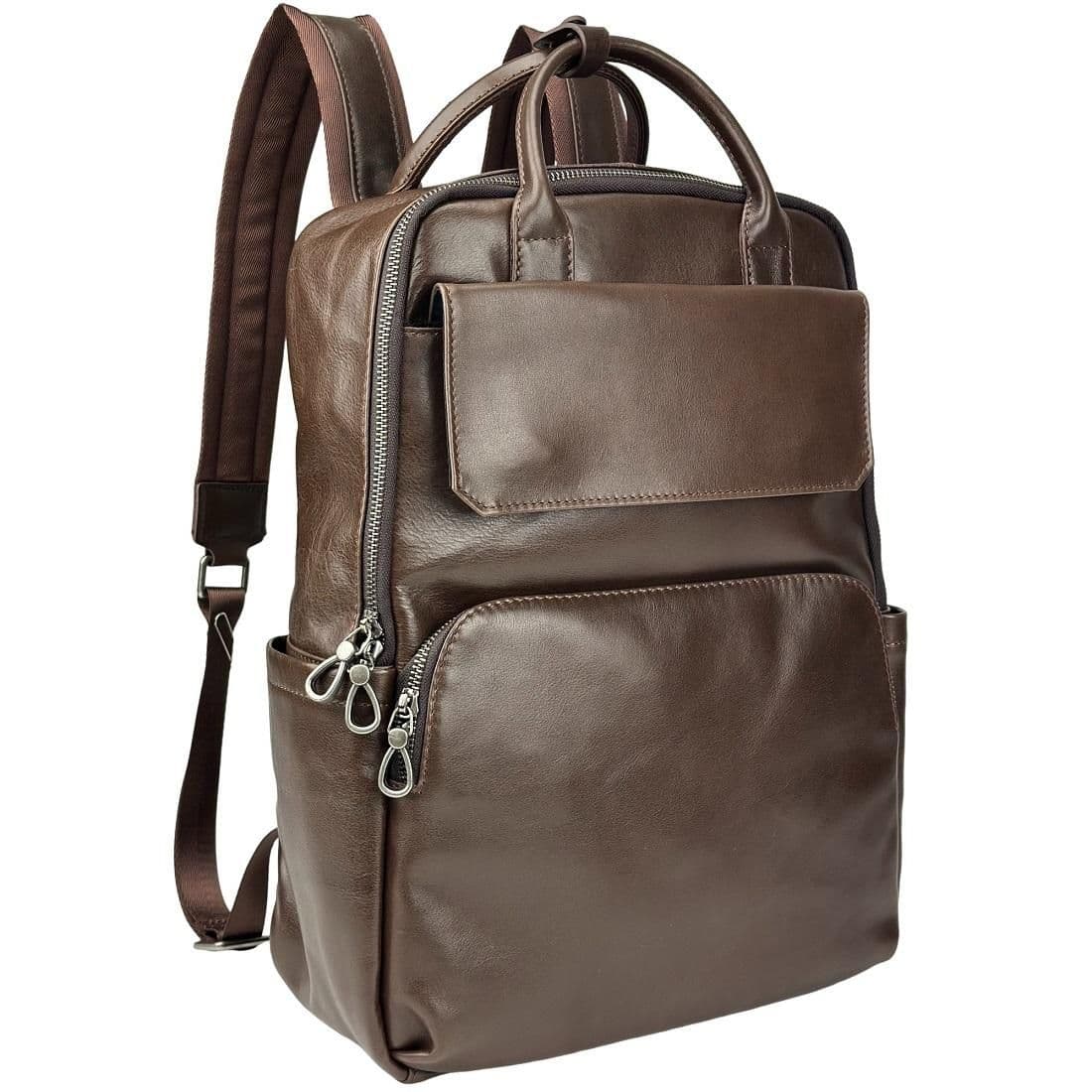 Чоловічий шкіряний рюкзак коричневий Tiding Bag 8046C
