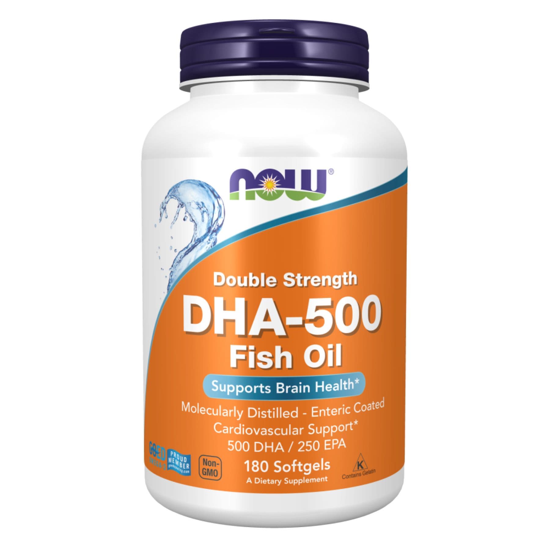 DHA, 500 мг, 180 желатинових капсул, Now Foods